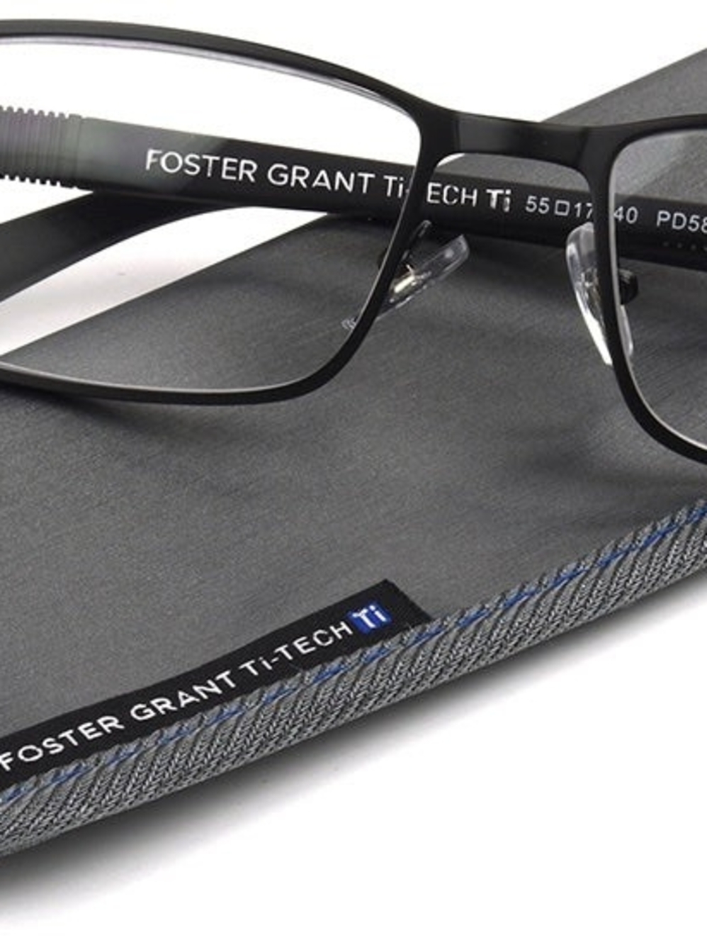 Foster Grant Black Ti-Tech Men's Rectangle Glasses